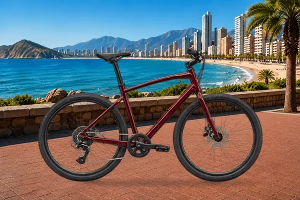 CRUUZR rental bicycles in six colours on the Benidorm waterfront